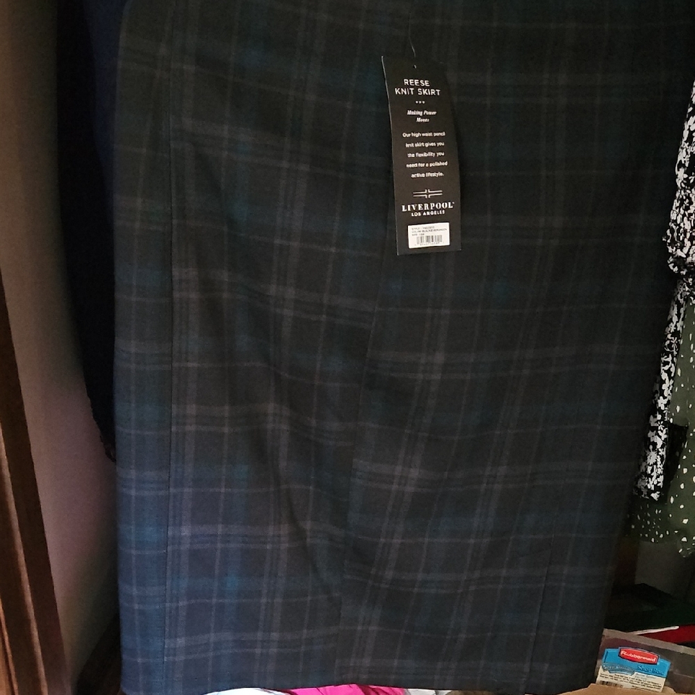 Liverpool Dark Plaid Pencil Skirt